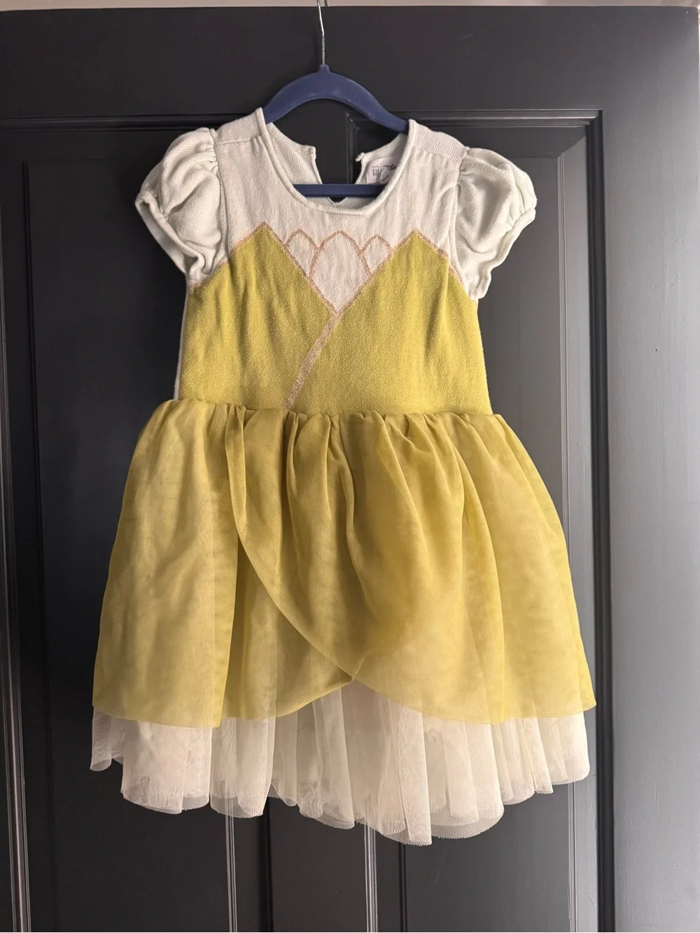 GAP Disney Princess Tiana Short Sleeve Sweater Dress Tulle Skirt 5T